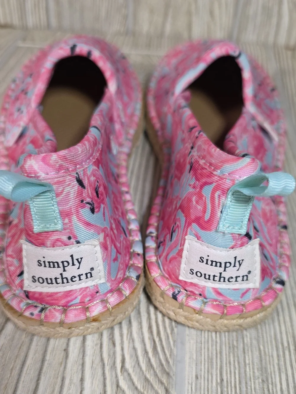 Simply Southern Espadrille Vibrant Flamingo Pattern Slip On Shoes Womens 6